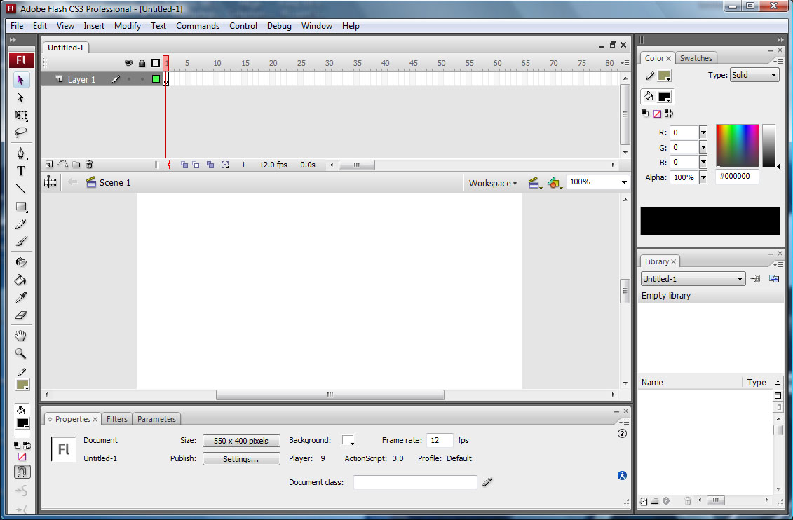 How to adobe flash cs3 for